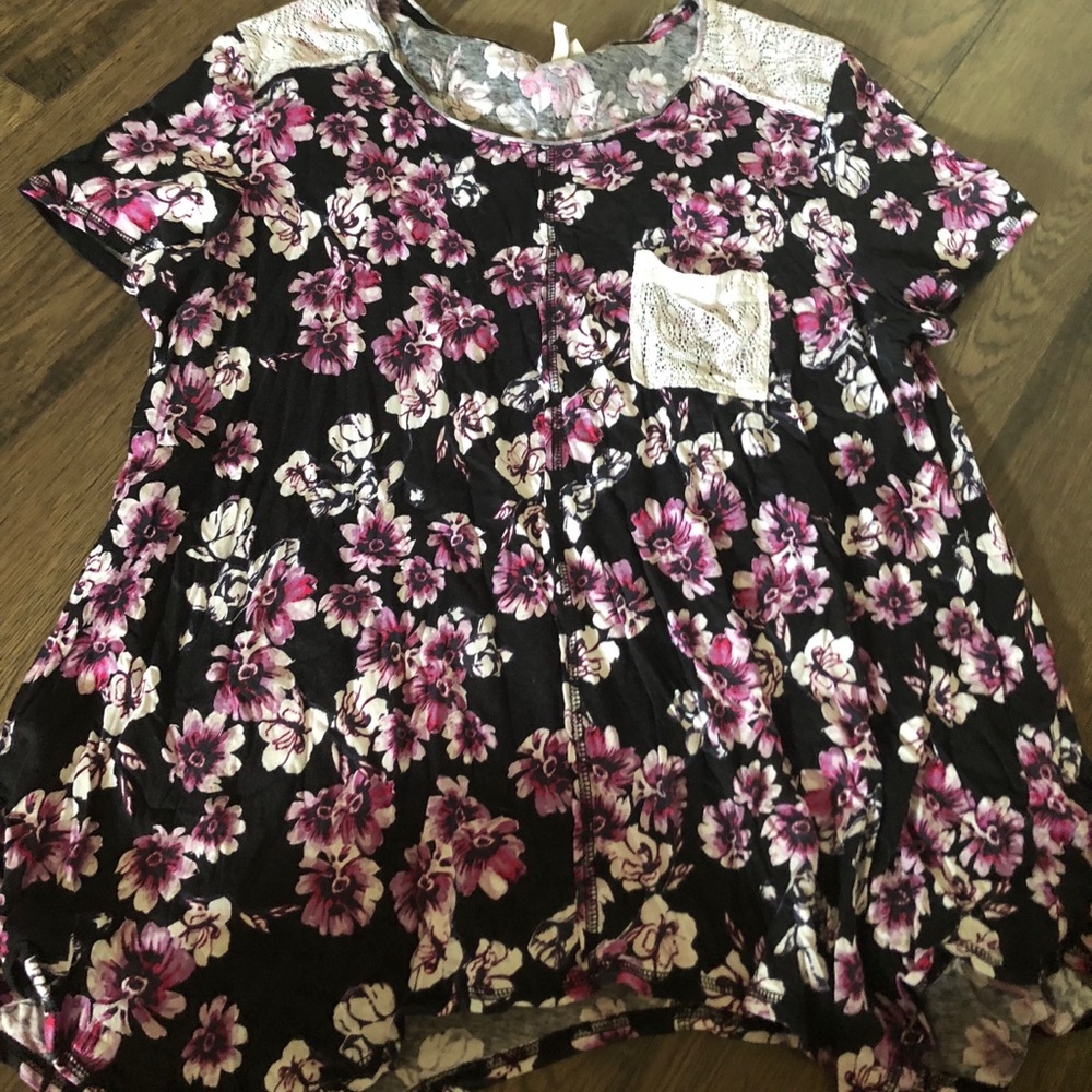 Purple & black floral top